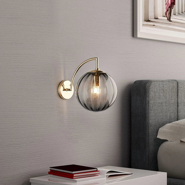 Modern Glass Ball Wall Lamp | Brass &amp; Tinted Glass Design
