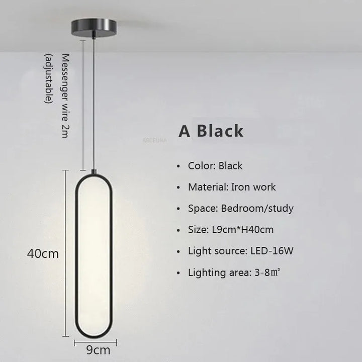 Modern Minimalist LED Pendant Light | Gold &amp; Black Hanging Lamp for Bedroom, Dining &amp; Living Spaces