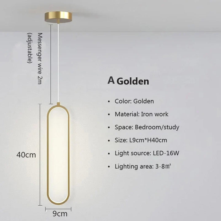 Modern Minimalist LED Pendant Light | Gold &amp; Black Hanging Lamp for Bedroom, Dining &amp; Living Spaces