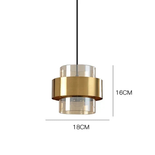 Nordic Glass Pendant Light | Modern Brass Cylinder Design