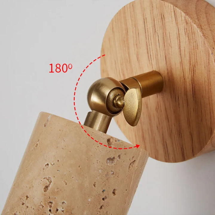 Huangdong Wall Lamp | Wabi-Sabi Travertine &amp; Wood Light