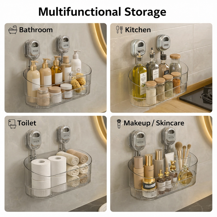 Wall Shelf Adhesive No Drill Kitchen Bathroom Storage Organizer