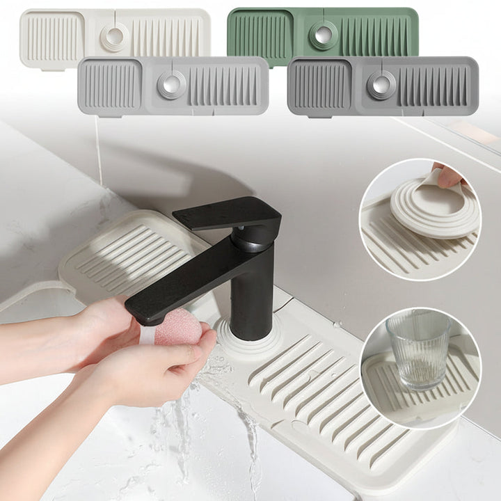 Sink Mat Silicone Faucet Drip Catcher Self Draining Design