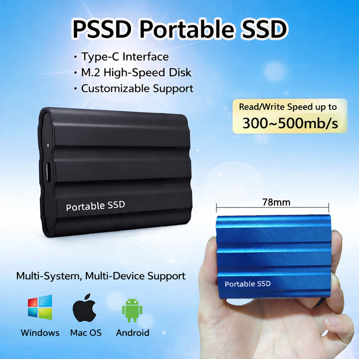 SSD External Drive Portable Storage Device Metal Enclosure