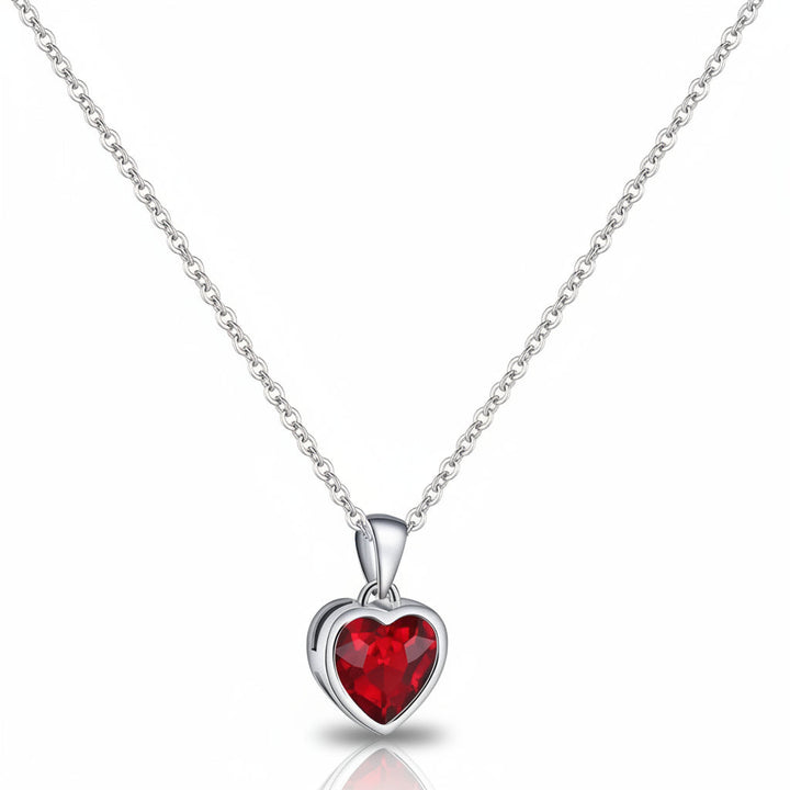 Silver Necklace Heart Pendant Sapphire Birthstone