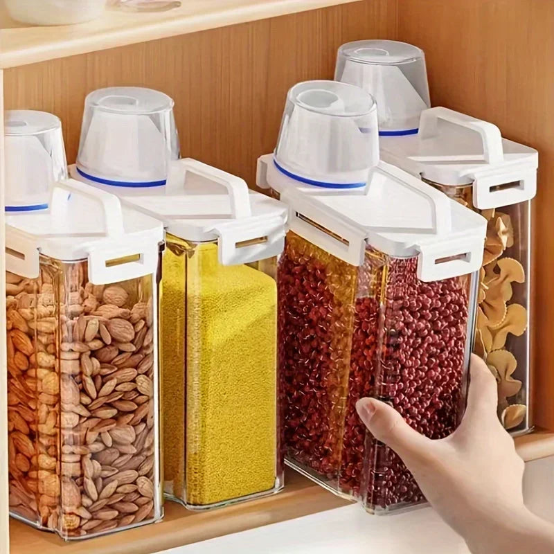 Airtight Grain Storage Container | 2.5L Rice, Cereal &amp; Flour Dispenser with Measuring Cup