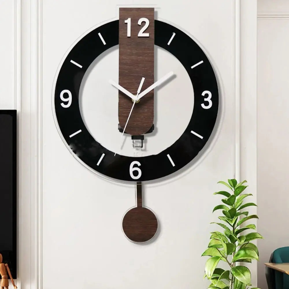Minimalist Pendulum Wall Clock | Modern Acrylic &amp; Wood Design
