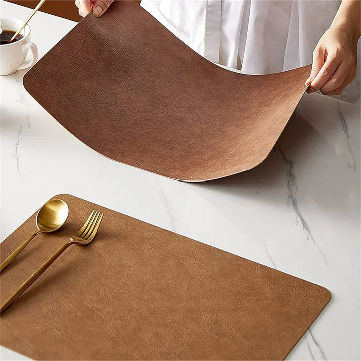 DuoMat | Double-Sided Faux Leather Placemats | Heat Resistant &amp; Waterproof