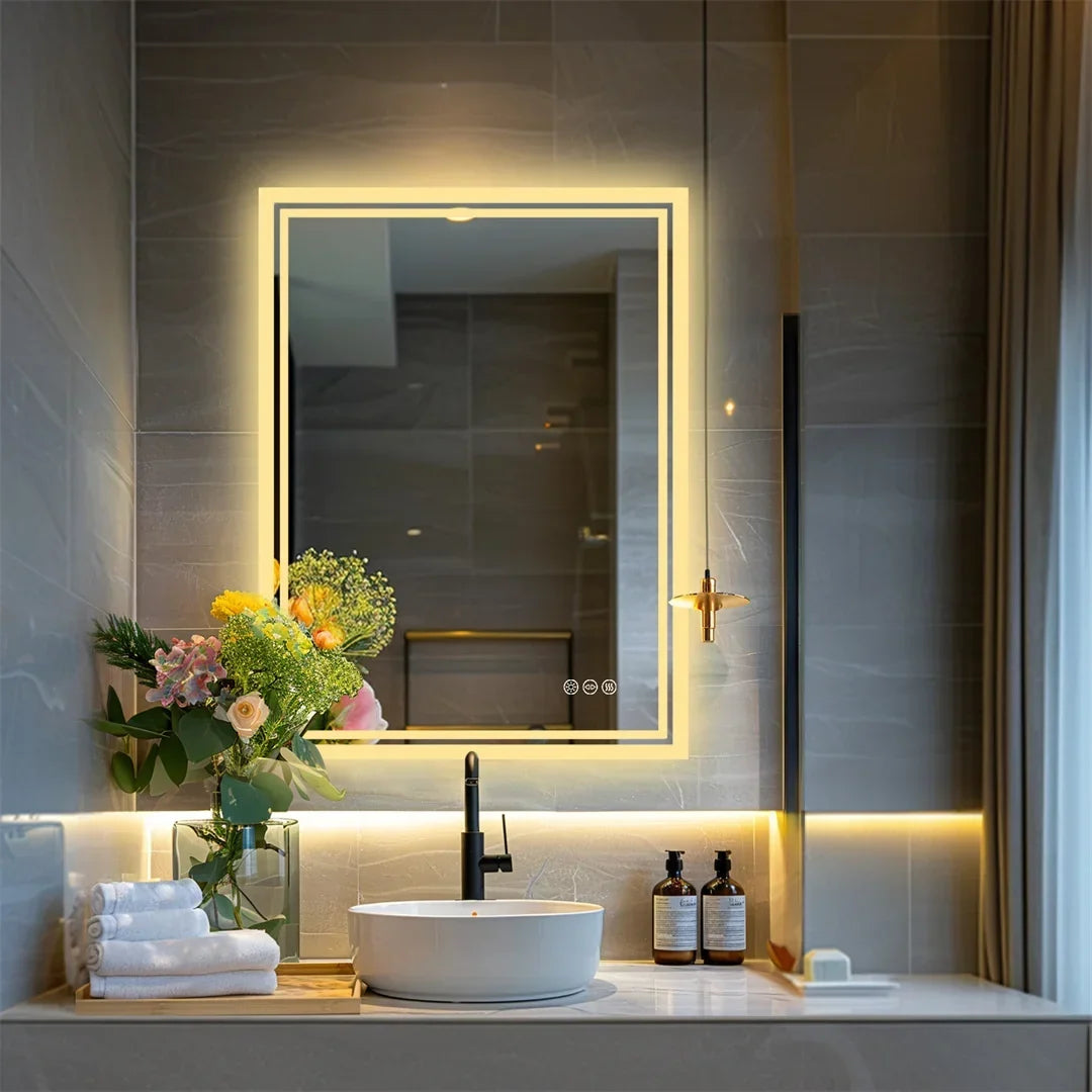 LuvoGlow | LED Bathroom Mirror | Frameless Dimmable with Anti-Fog