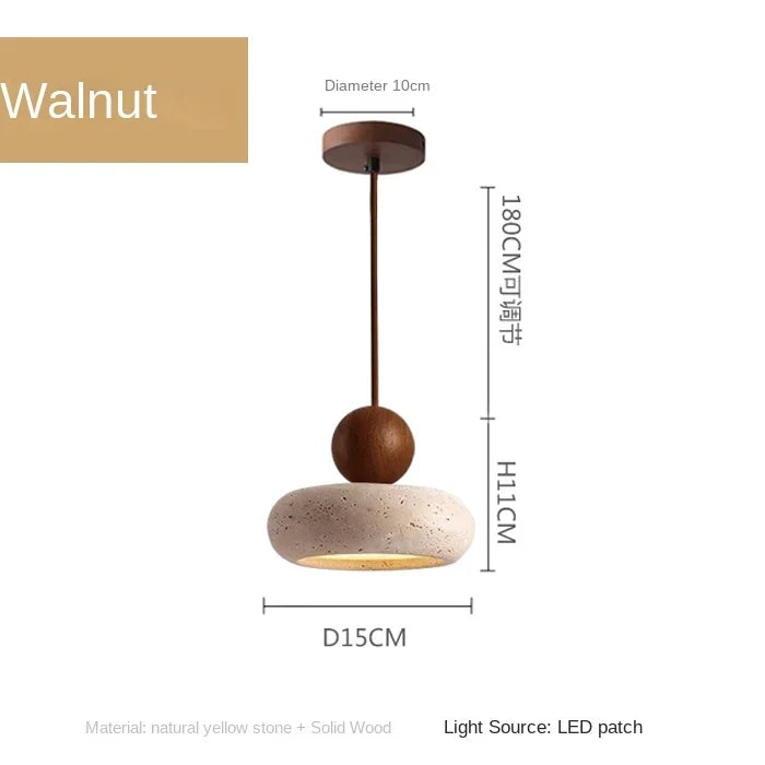 Natural Stone &amp; Wood Pendant Light | Vintage Minimalist Pendant