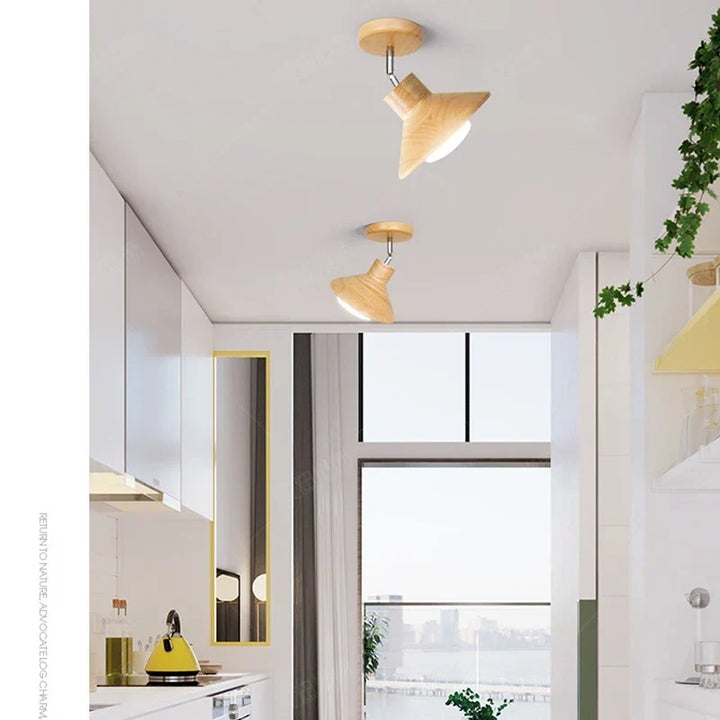NordicWood Ceiling Lamp | Natural Timber Cone Design
