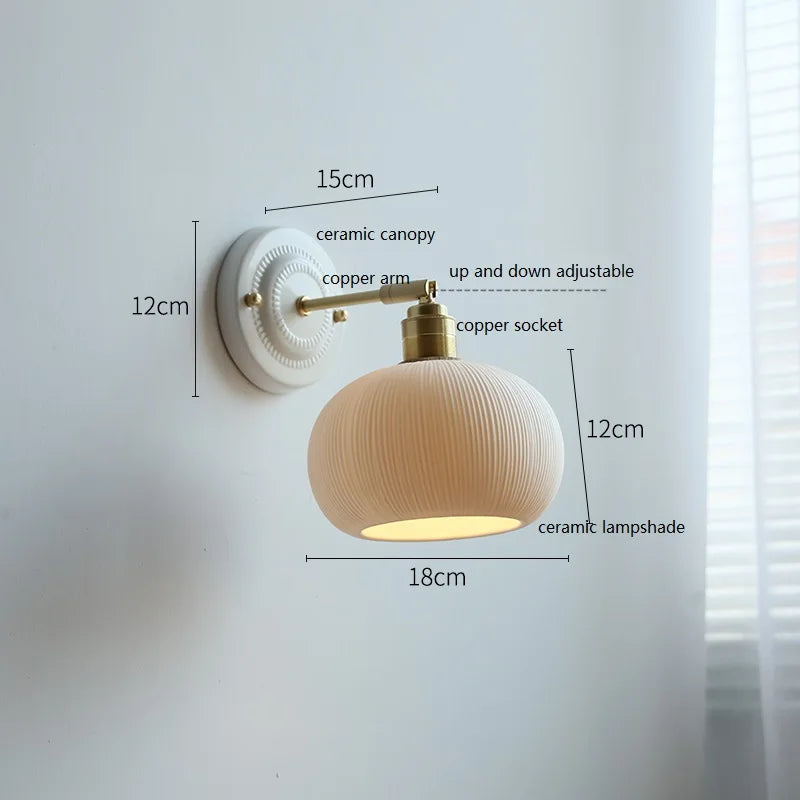 Nordic Cream Ceramic Wall Lamp | Vintage Elegance for Modern Homes