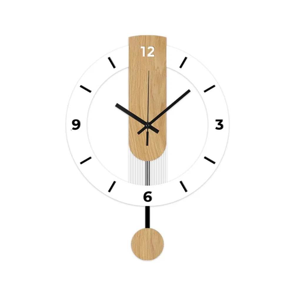 Minimalist Pendulum Wall Clock | Modern Acrylic &amp; Wood Design