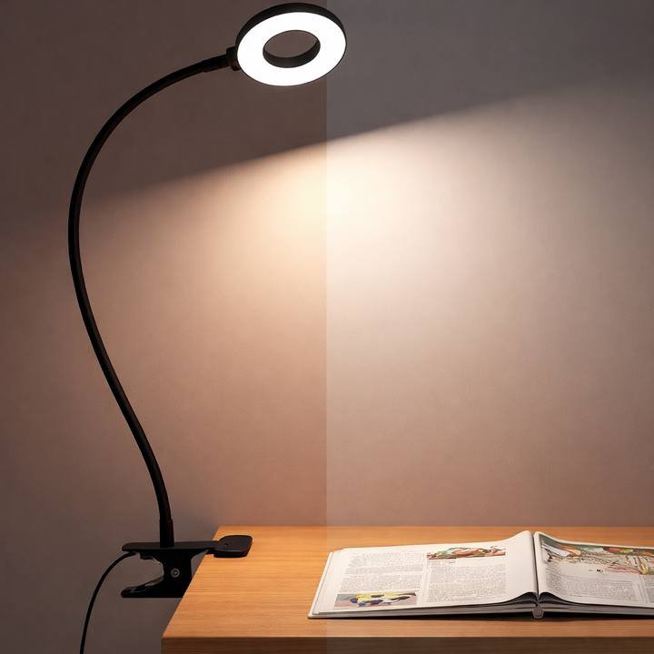 Desk Lamp Clip Flexible LED Reading Light 3 color Modes