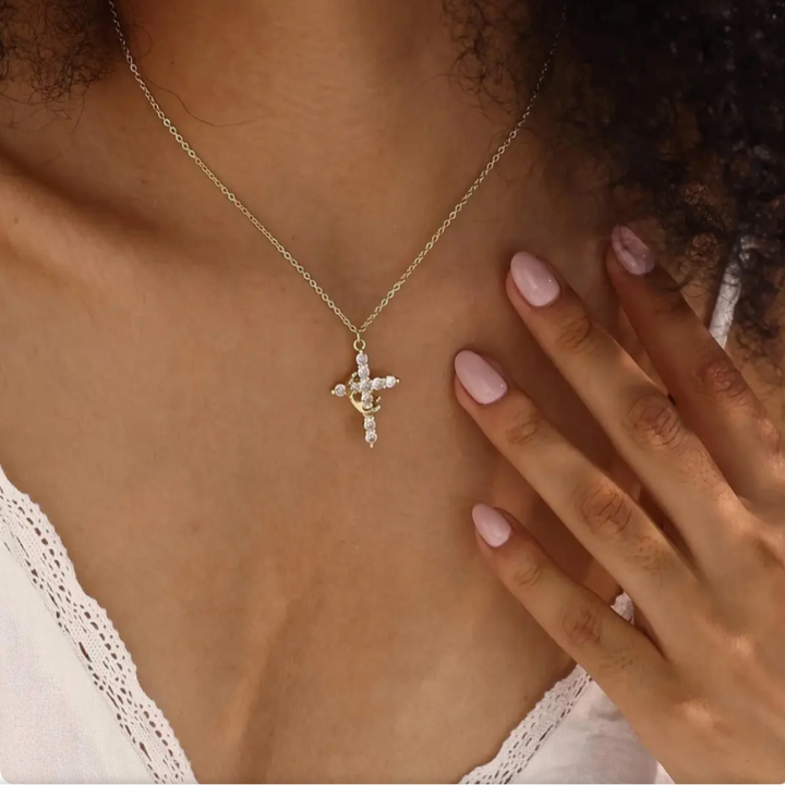 Necklace Cross Pendant Crown Mothers Day Faith jewelry Gift