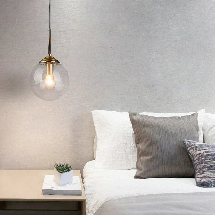 Modern Nordic Glass Globe Pendant Light | Amber, Smoke gray, Clear Glass