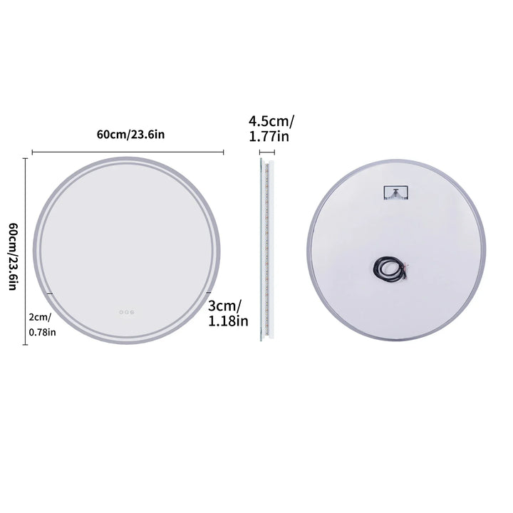 LuvoRound | Round LED Bathroom Mirror | Anti-Fog &amp; Dimmable Touch Screen