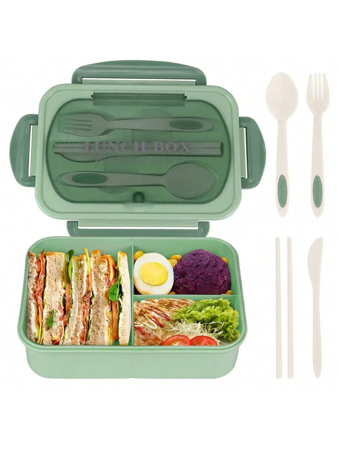MealMate | Bento Lunch Box with Utensils | 4 Compartments &amp; Leak-Proof Design