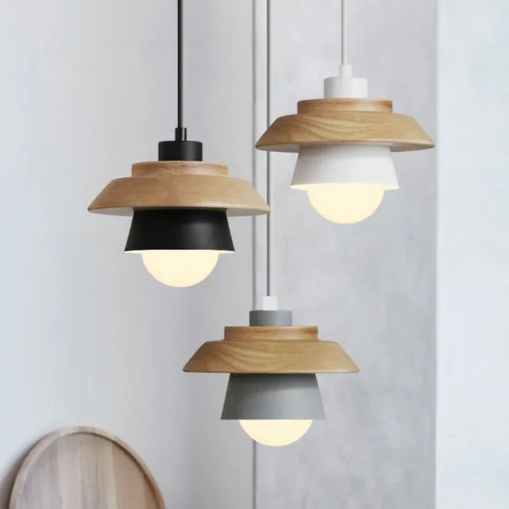 Nordic Wood Pendant Light | colorful Macaron Design