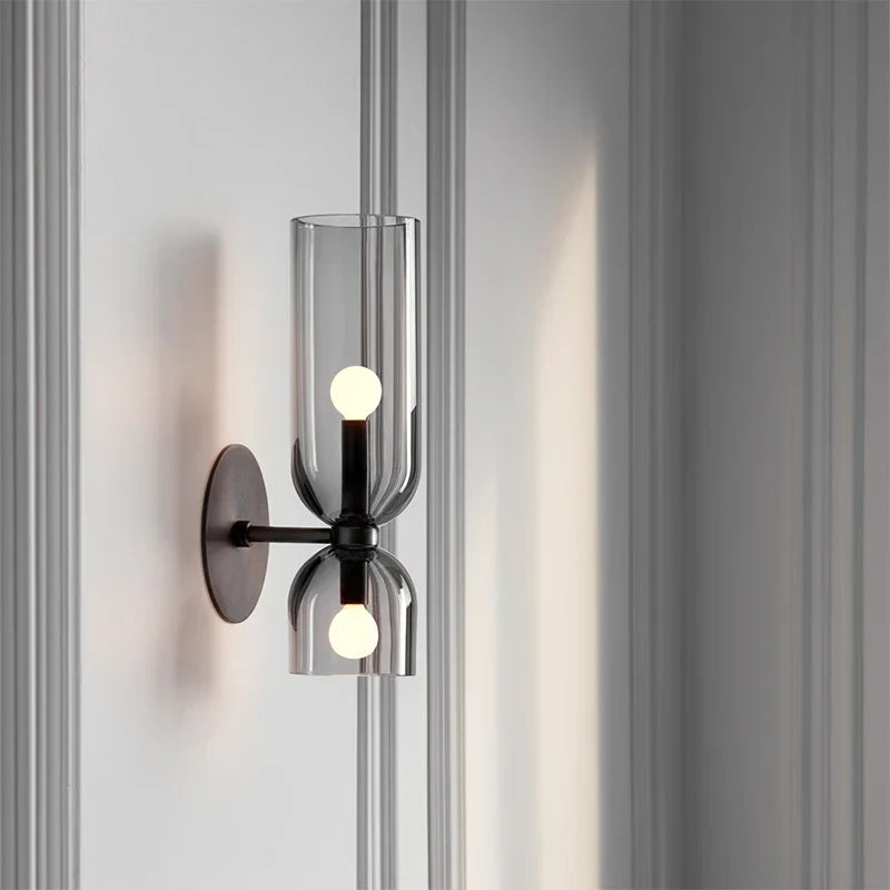 Nordic Glass Wall Lamp | Smoked Tube Design