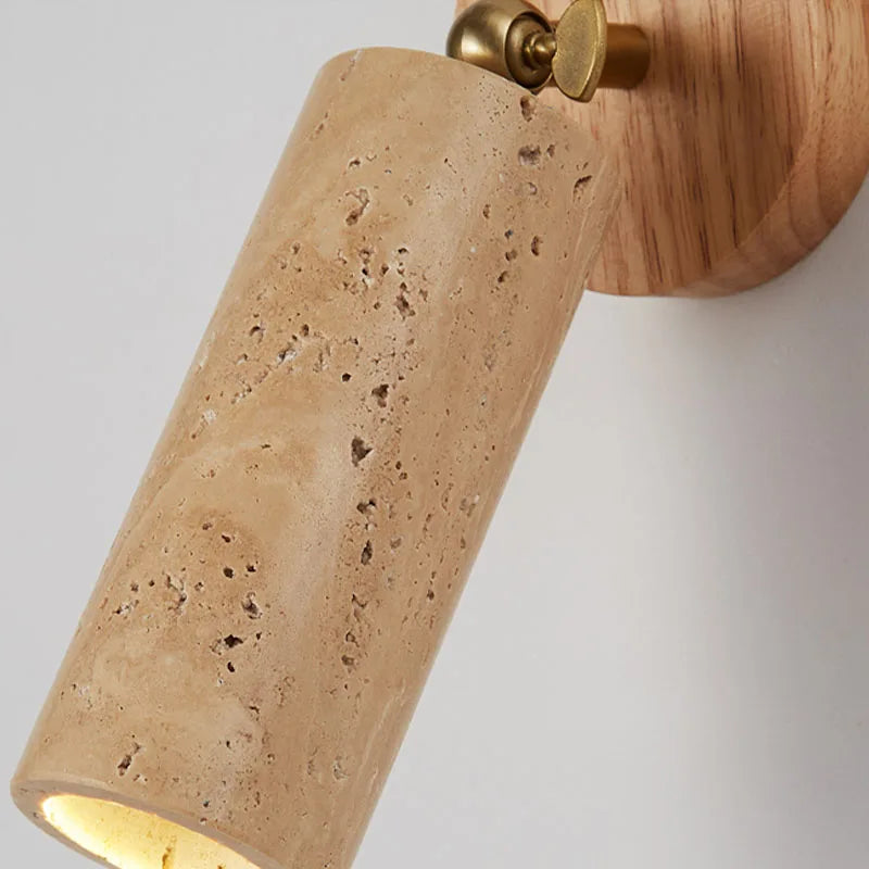 Huangdong Wall Lamp | Wabi-Sabi Travertine &amp; Wood Light