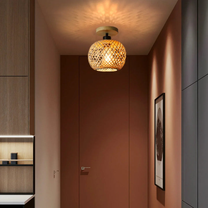 Natura Bamboo Ceiling Lamp | Handwoven Rattan LED Fixture