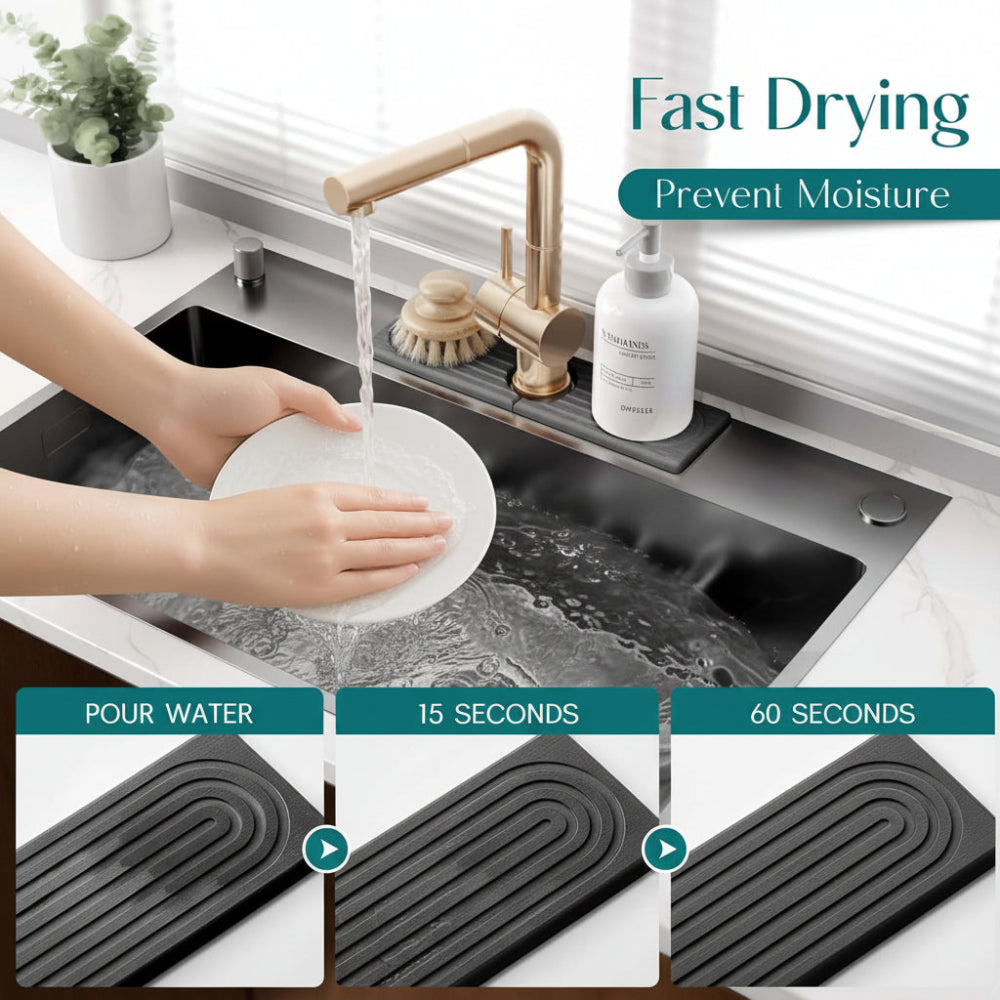 Sink Mat Diatomite Stone Faucet Drying Tray Kitchen Counter
