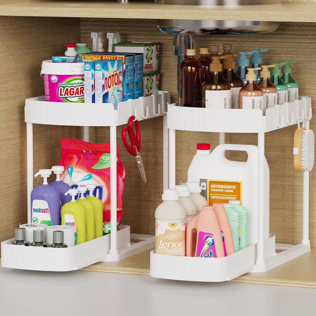Under Sink Organizer Set 2 Pack Multi Purpose Storage Drawers