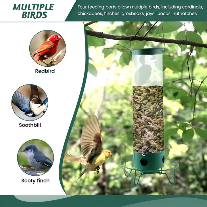 Bird Feeder Metal Squirrel Proof Hanging Outdoor Backyard Tube