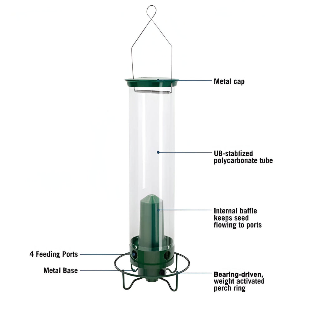 Bird Feeder Metal Squirrel Proof Hanging Outdoor Backyard Tube