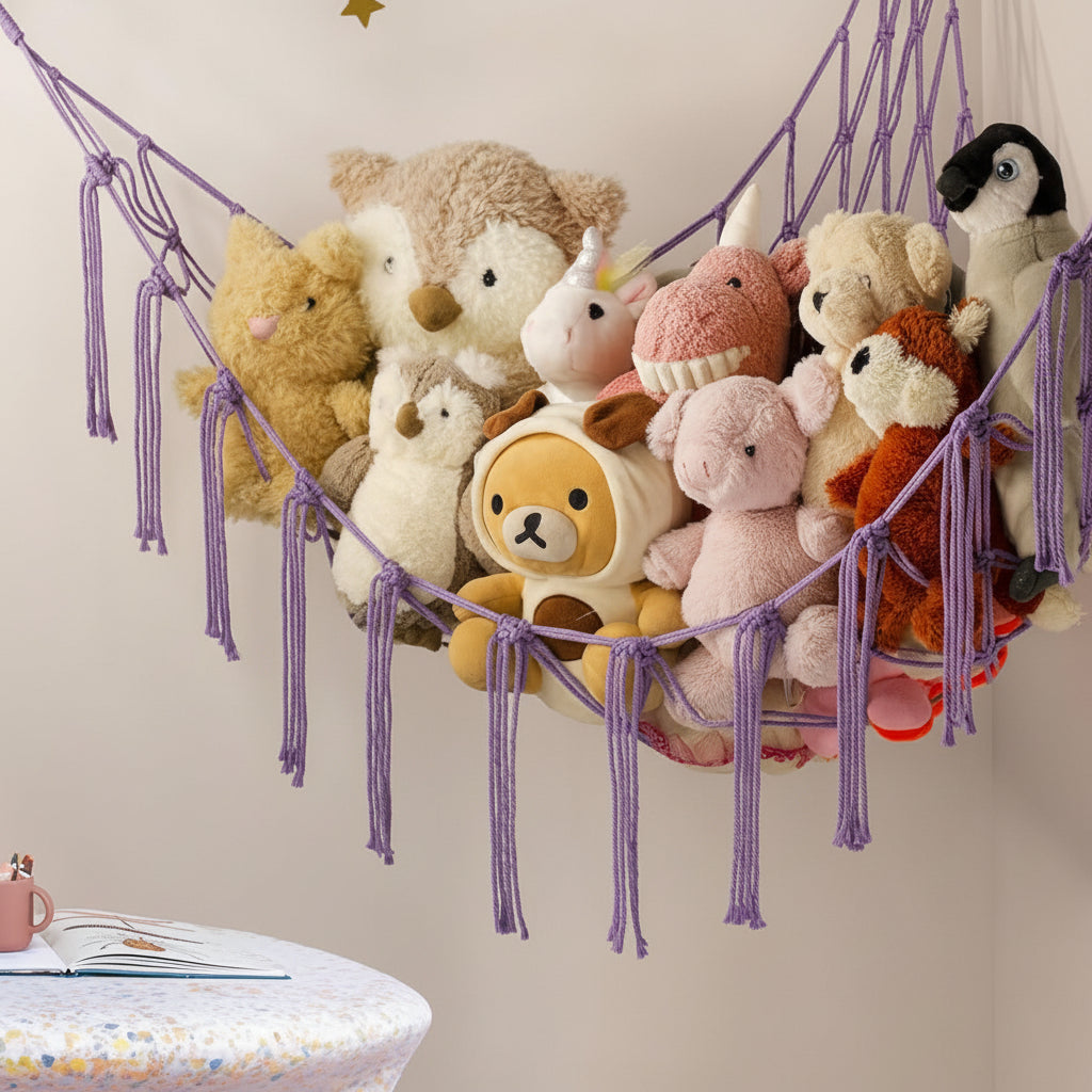 Hanging Toy Storage Hammock Macrame Organizer Stuffed Animals Decor