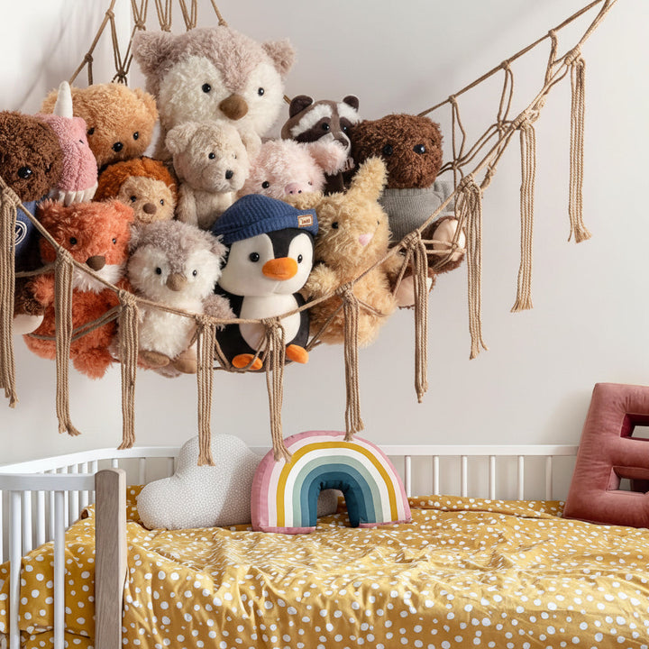 Hanging Toy Storage Hammock Macrame Organizer Stuffed Animals Decor