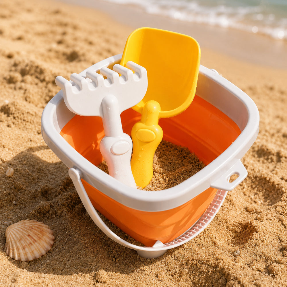 Summer Beach Toys Foldable Sand Bucket Kids Outdoor Play Set
