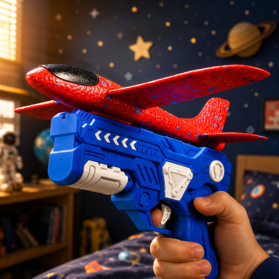 Airplane Launcher Toy Kids Outdoor Foam Glider Catapult