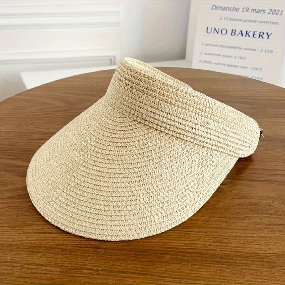 Sun Hat Wide Brim Foldable Straw Visor
