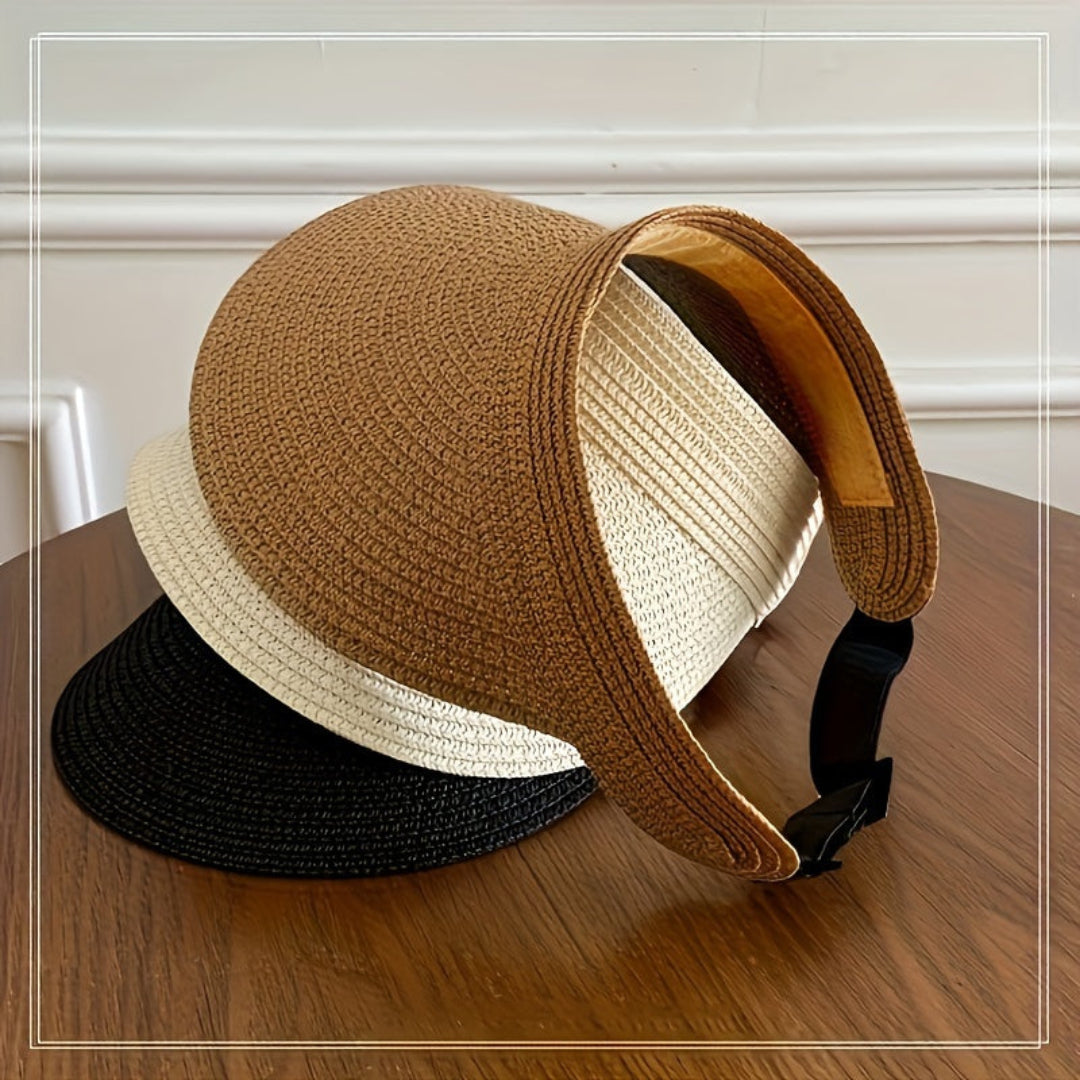 Sun Hat Wide Brim Foldable Straw Visor