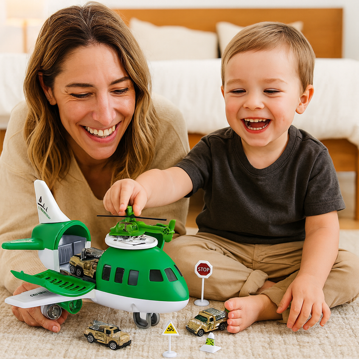 Toy Playset Airplane Vehicle Transport Kids Action Set
