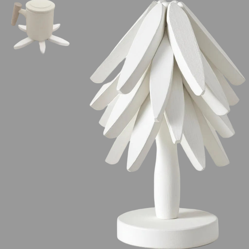 Kitchen Trivet Wooden Heat Resistant Folding Tree Design Set