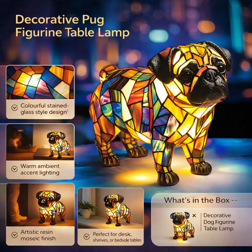 Table Lamp Decorative Resin Dog Figurine Accent Light