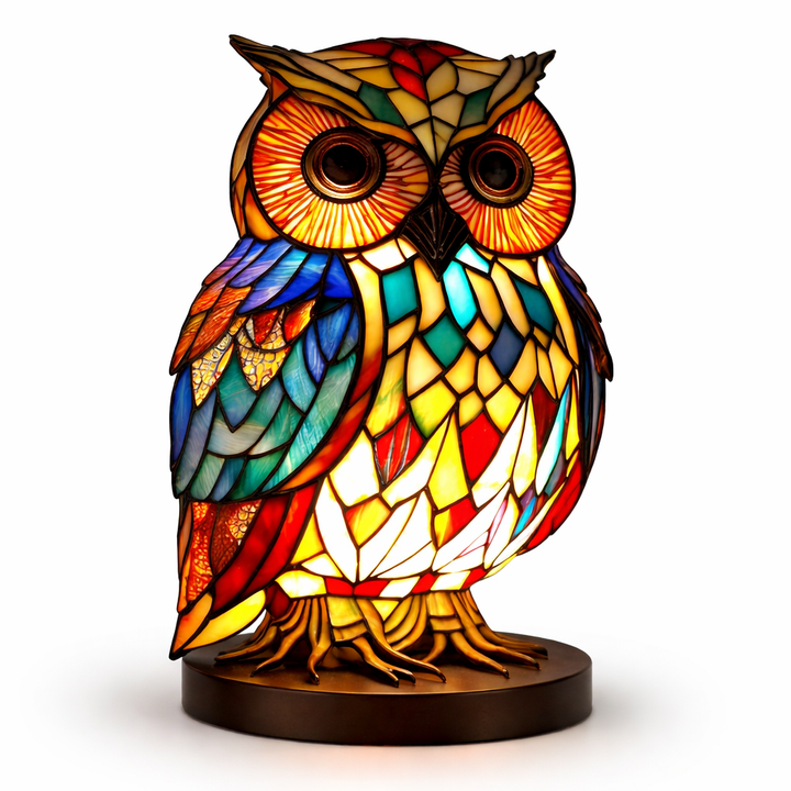 Table Lamp Animal LED Accent Light Stained Glass Style Decor