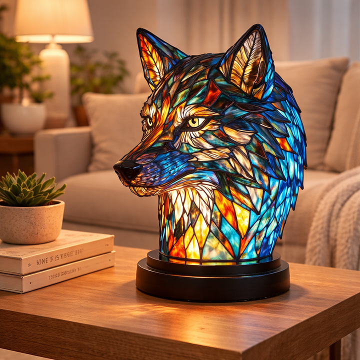 Table Lamp Animal LED Accent Light Stained Glass Style Decor
