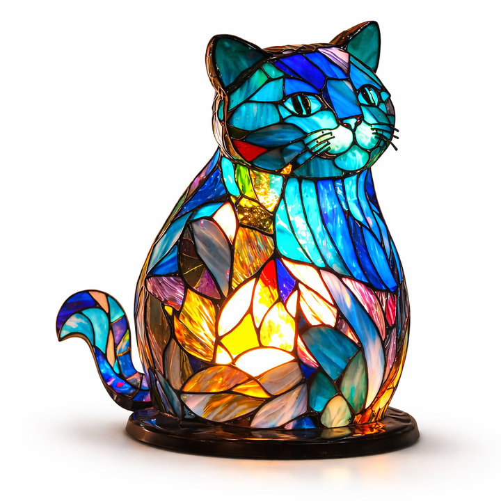 Table Lamp Animal LED Accent Light Stained Glass Style Decor