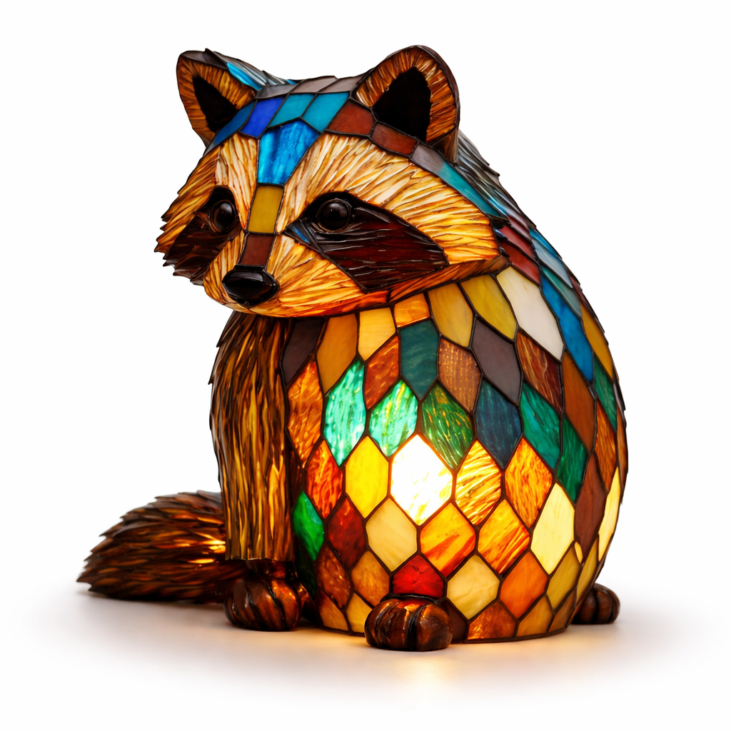 Table Lamp Animal LED Accent Light Stained Glass Style Decor
