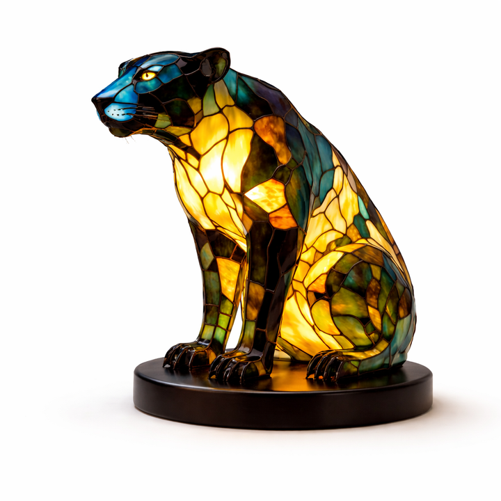 Table Lamp Animal LED Accent Light Stained Glass Style Decor