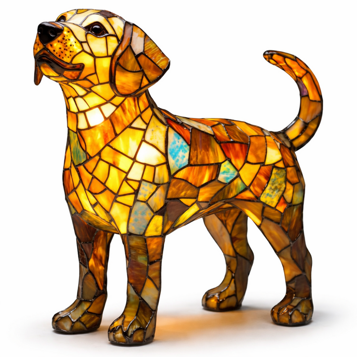 Table Lamp colorful Stained Glass Dog LED Decorative Night Light