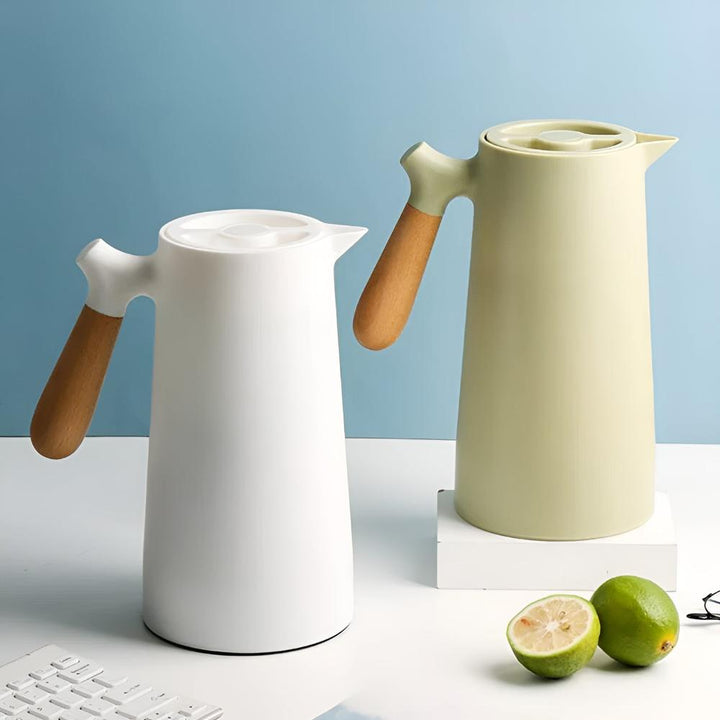 Thermal Carafe Insulated Wood Handle Beverage Server