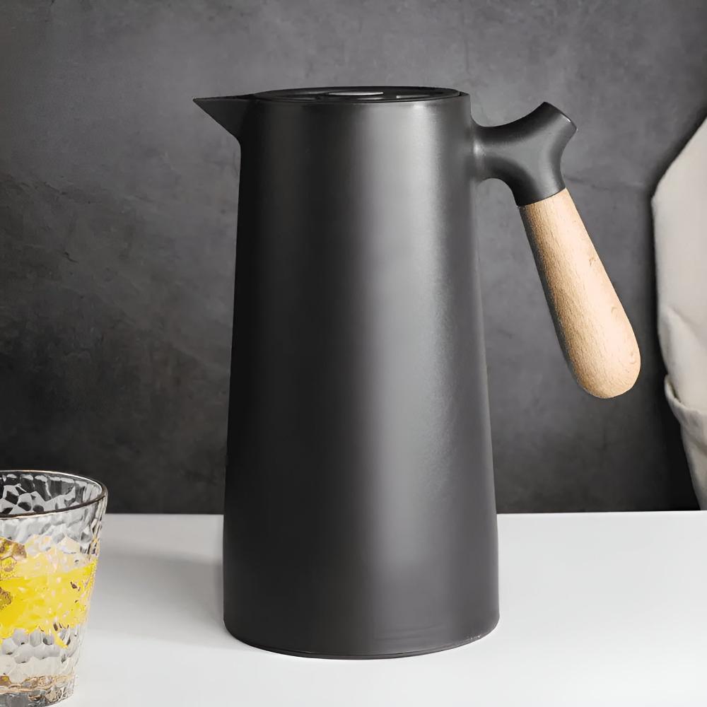 Thermal Carafe Insulated Wood Handle Beverage Server