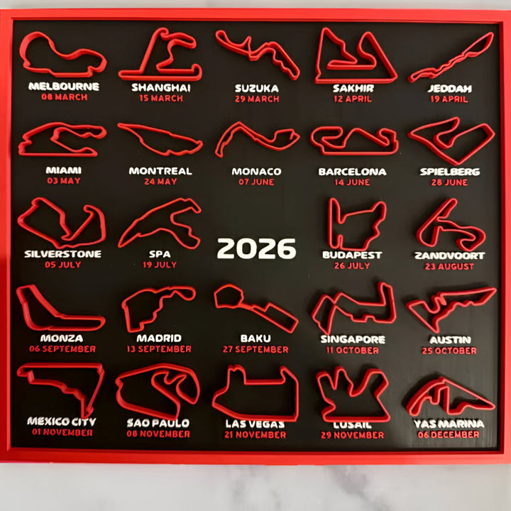 Calendar Racing Track Wall Art Display Board 2026
