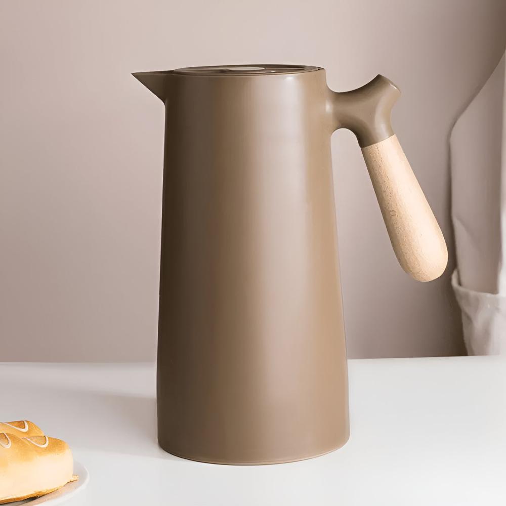 Thermal Carafe Insulated Wood Handle Beverage Server