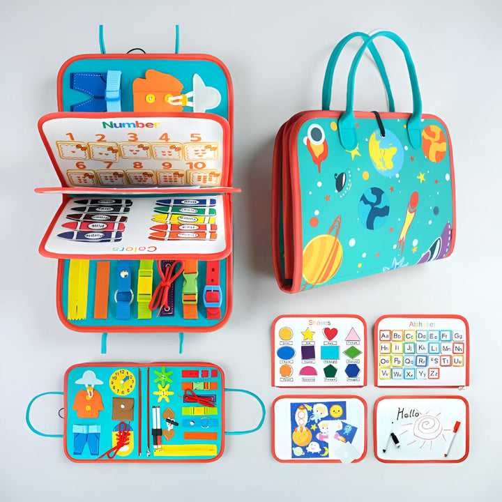 Toy Sensory Montessori Activity Board Travel Case